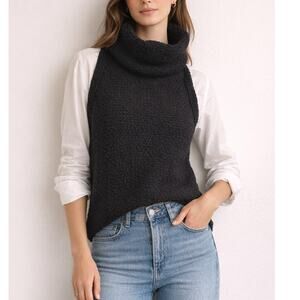 By Together Black Cowl Neck Sweater Vest Size M